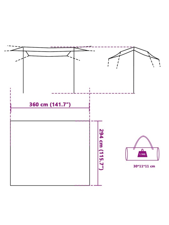 Kempinga tents, pelēka, oranža, 360x294 cm, ūdensizturīga