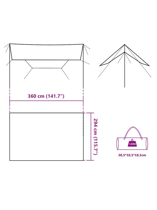 Tents, zaļa, 360x294 cm, ūdensizturīga