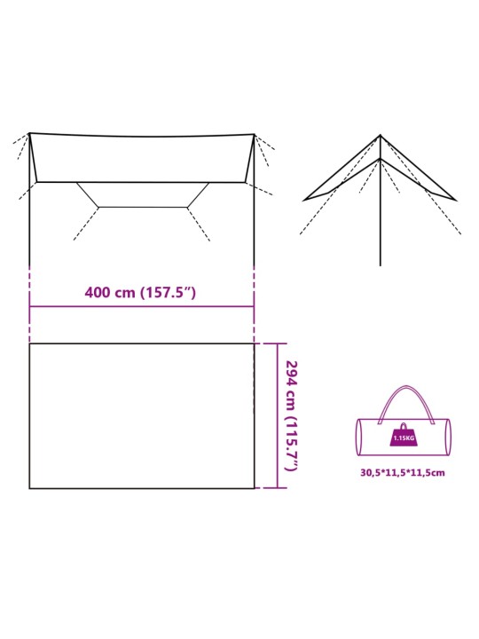 Kempinga tents, zila, 400x294 cm, ūdensizturīga