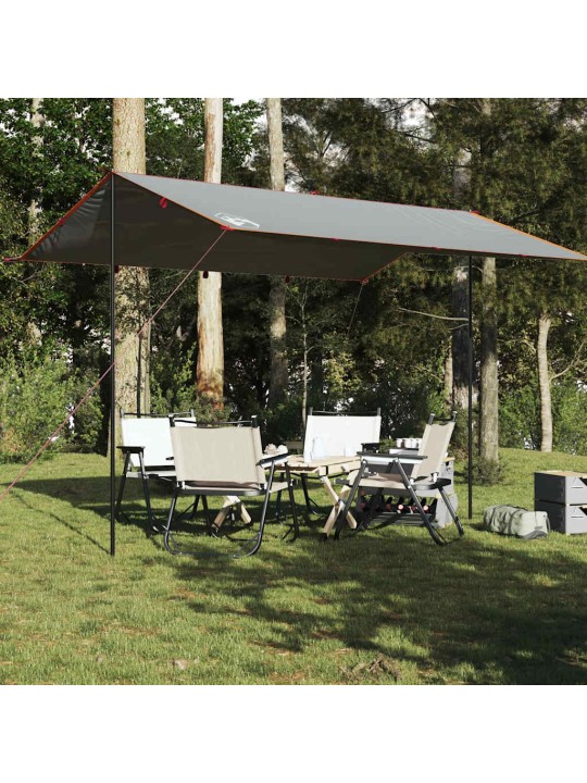 Kempinga tents, pelēka, oranža, 400x294 cm, ūdensizturīga