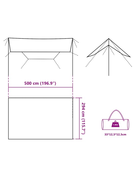 Kempinga tents, zila, 500x294 cm, ūdensizturīga