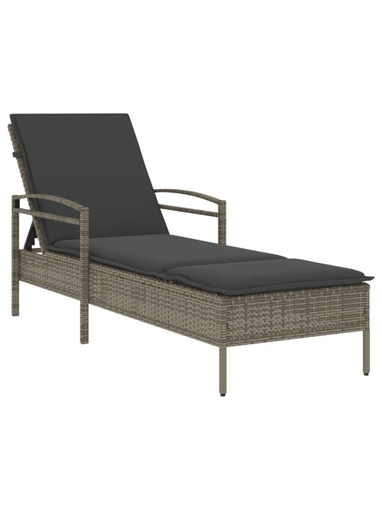 Sauļošanās zvilnis ar matraci 63x200x81cm pelēka pe rotangpalma