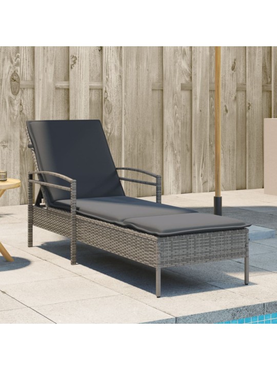 Sauļošanās zvilnis ar matraci 63x200x81cm pelēka pe rotangpalma