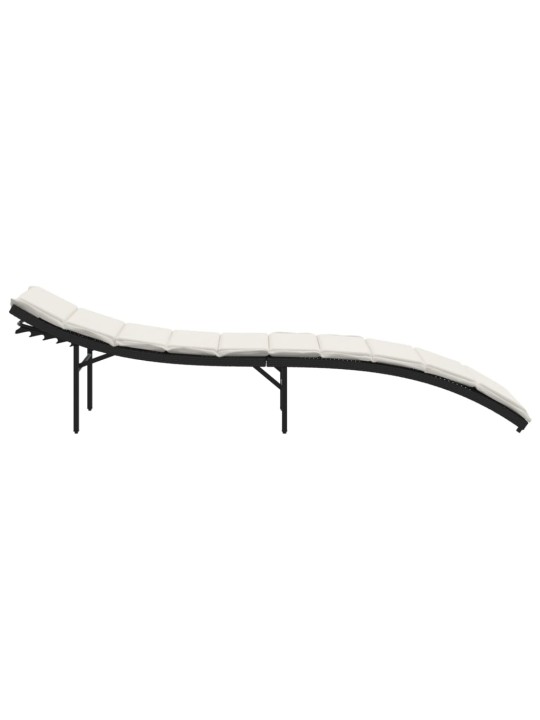 Sauļošanās zvilnis, melns, 55x199x50 cm, pe rotangpalma