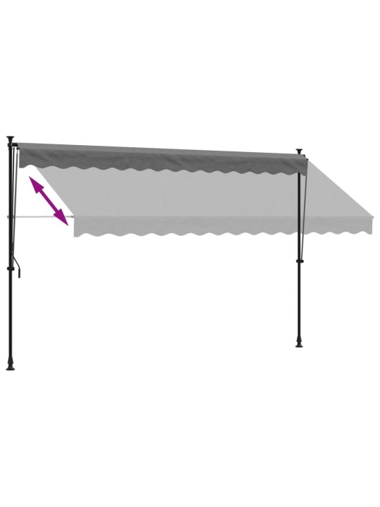 Izvelkama markīze, 350x150 cm, antracītpelēka, audums, tērauds
