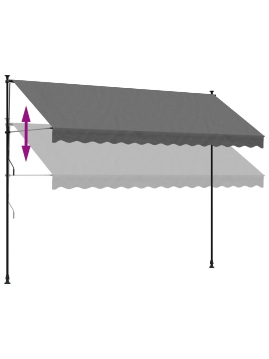 Izvelkama markīze, 350x150 cm, antracītpelēka, audums, tērauds