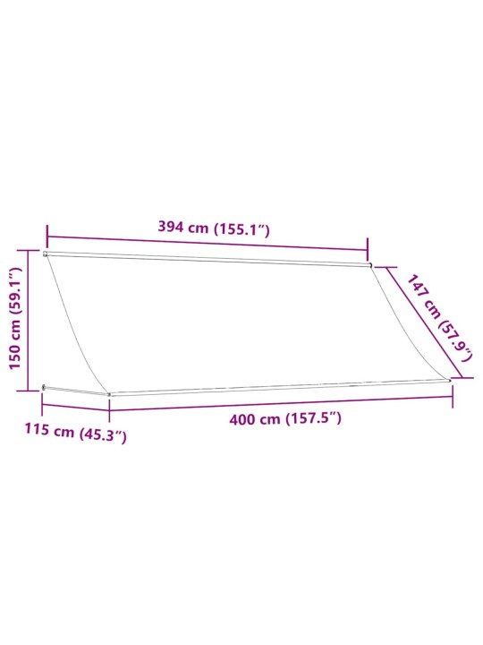 Izvelkama markīze, 400x150 cm, antracītpelēka, audums, tērauds