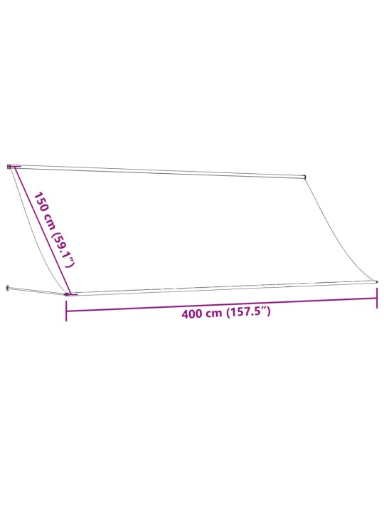 Izvelkama markīze, 400x150 cm, krēmkrāsas, audums, tērauds
