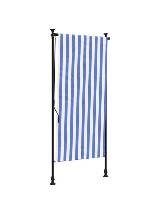 Āra ruļļu žalūzija, 100x270 cm, zila ar baltu, audums, tērauds