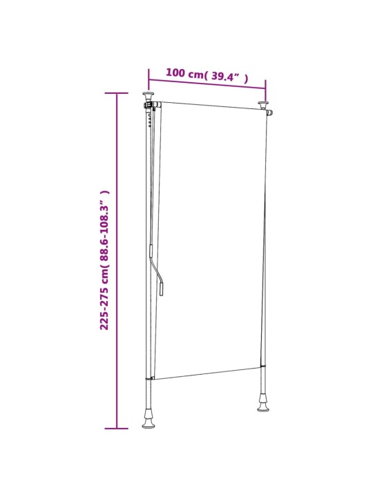 Āra ruļļu žalūzija, 100x270 cm, zila ar baltu, audums, tērauds