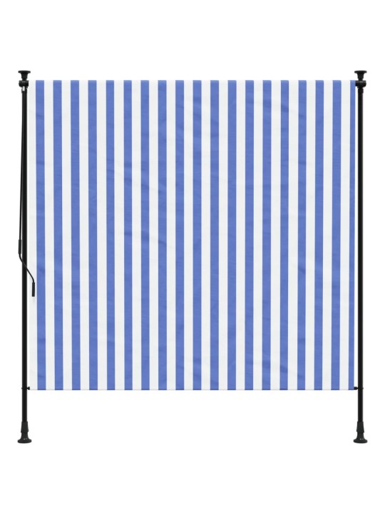 Āra ruļļu žalūzija, 150x270 cm, zila ar baltu, audums, tērauds