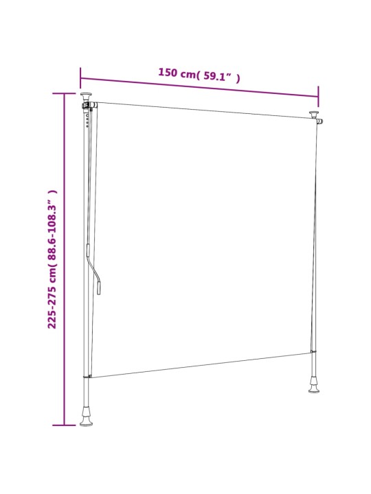 Āra ruļļu žalūzija, 150x270 cm, zila ar baltu, audums, tērauds