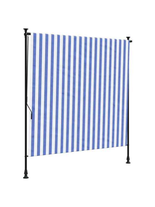 Āra ruļļu žalūzija, 200x270 cm, zila ar baltu, audums, tērauds