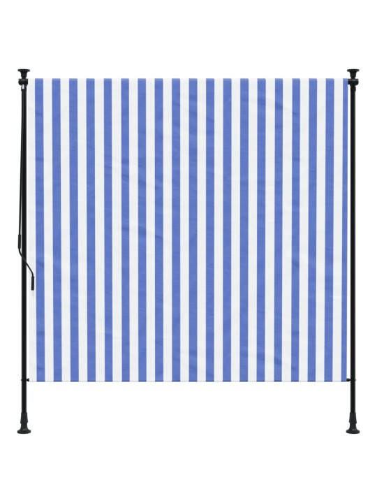 Āra ruļļu žalūzija, 200x270 cm, zila ar baltu, audums, tērauds
