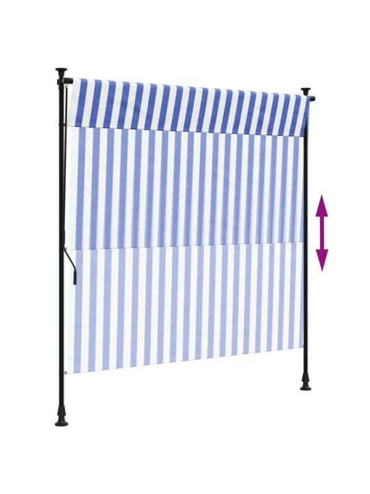 Āra ruļļu žalūzija, 200x270 cm, zila ar baltu, audums, tērauds