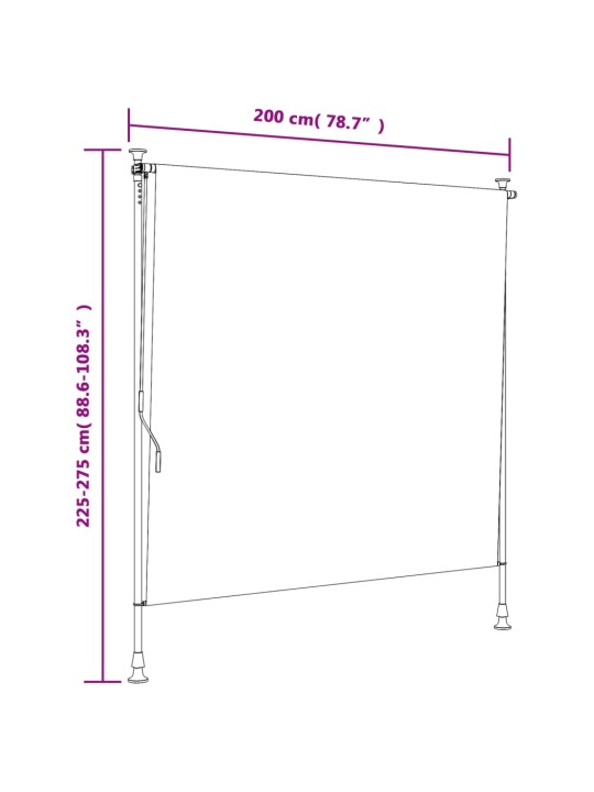 Āra ruļļu žalūzija, 200x270 cm, zila ar baltu, audums, tērauds