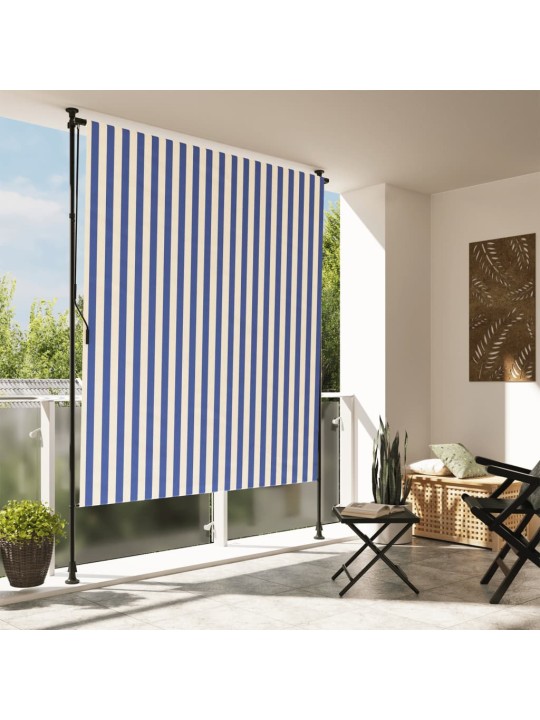 Āra ruļļu žalūzija, 200x270 cm, zila ar baltu, audums, tērauds