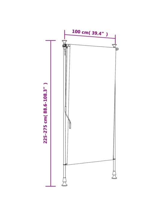 Āra ruļļu žalūzija, 100x270 cm, oranža, balta, audums, tērauds