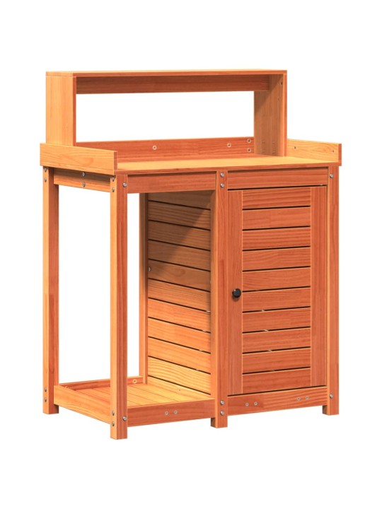 Stādīšanas galds ar plauktiem, 82,5x50x109,5 cm, priedes koks