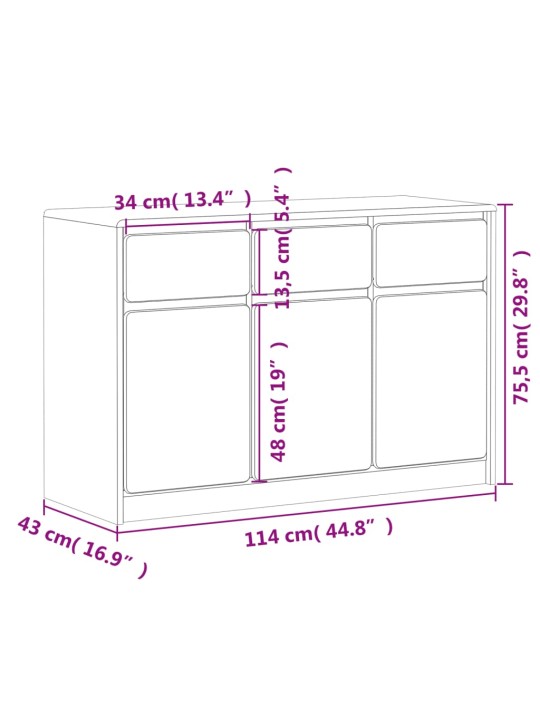 Kumode sauda, 114x43x75,5 cm, priedes masīvkoks