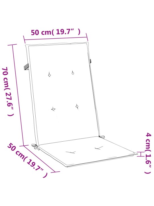 Dārza krēslu spilveni, 2 gab., zili, 120x50x4 cm, audums