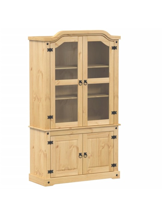 Skapis ar stikla durvīm corona, 103,5x42x180 cm, priedes koks