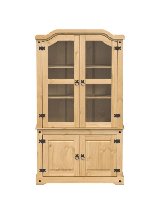 Skapis ar stikla durvīm corona, 103,5x42x180 cm, priedes koks
