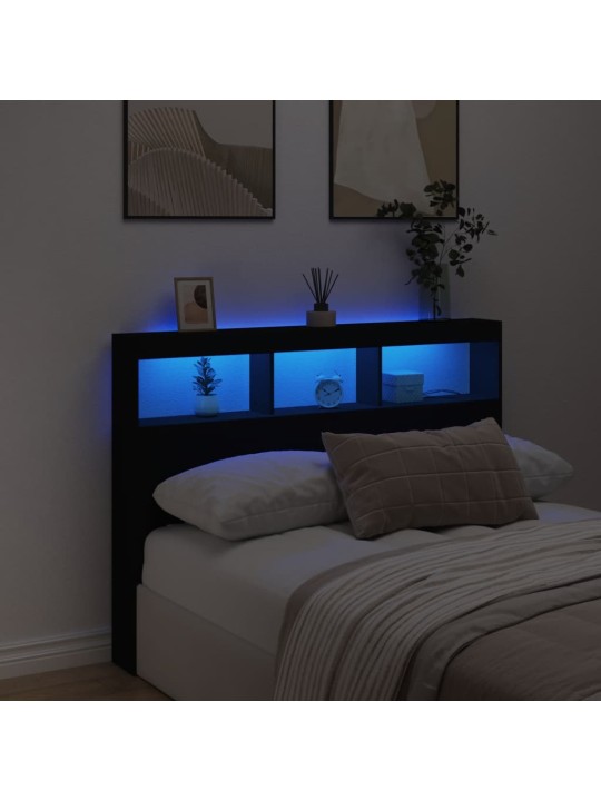 Galvgaļa skapis ar led, melns, 140x17x102 cm