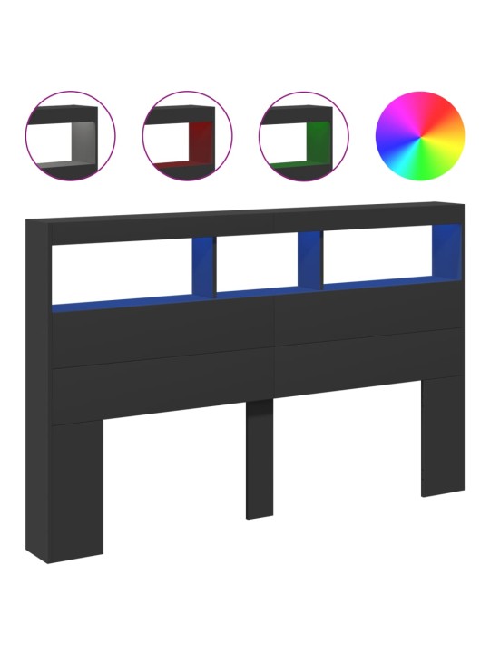 Galvgaļa skapis ar led, melns, 160x17x102 cm