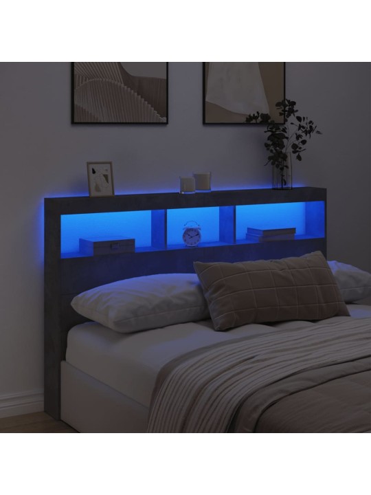 Galvgaļa skapis ar led, betona pelēks, 160x17x102 cm