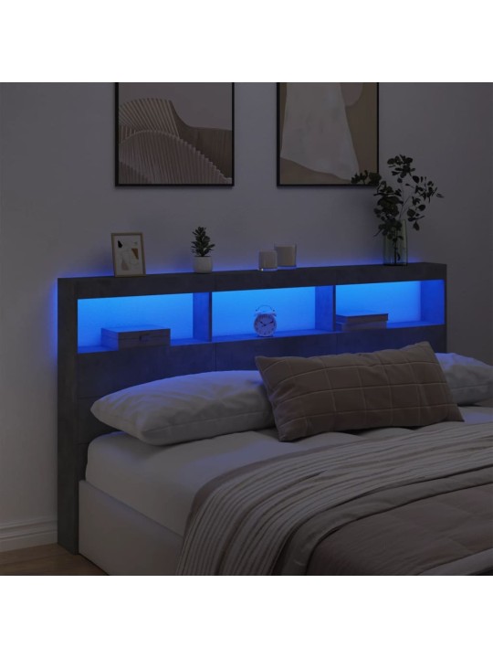 Galvgaļa skapis ar led, betona pelēks, 180x17x102 cm
