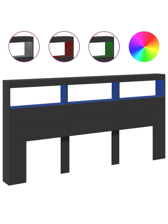 Galvgaļa skapis ar led, melns, 200x17x102 cm