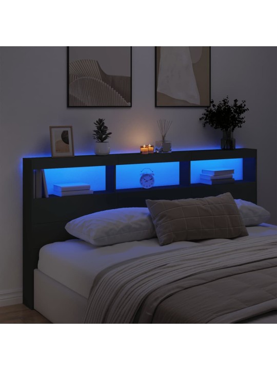 Galvgaļa skapis ar led, melns, 200x17x102 cm