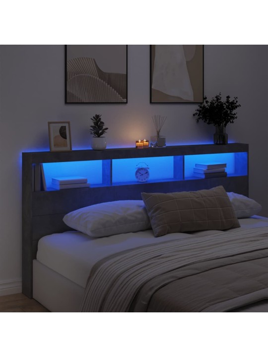 Galvgaļa skapis ar led, betona pelēks, 200x17x102 cm