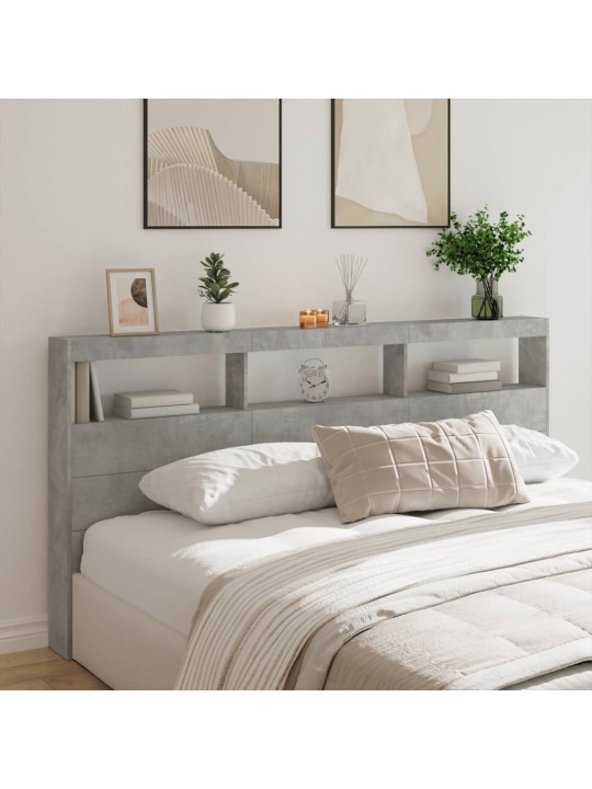 Galvgaļa skapis ar led, betona pelēks, 200x17x102 cm