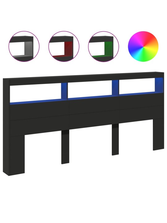 Galvgaļa skapis ar led, melns, 220x17x102 cm