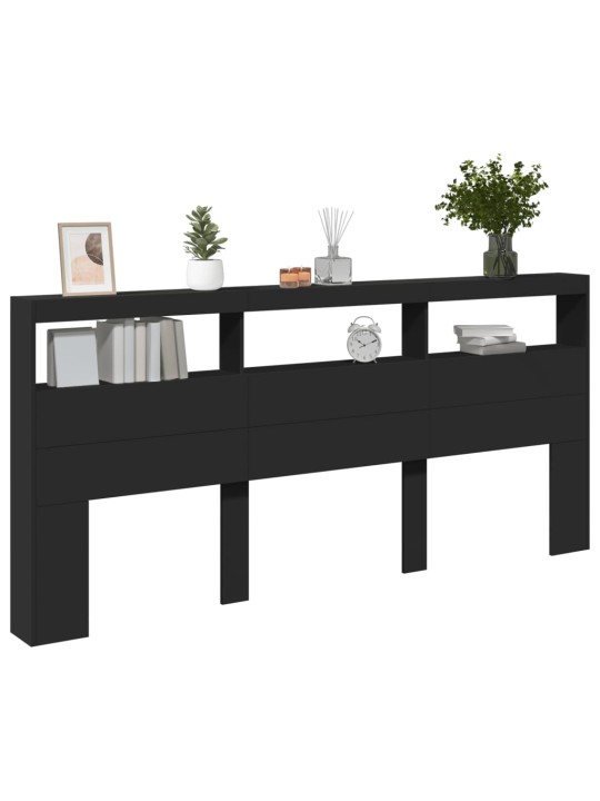 Galvgaļa skapis ar led, melns, 220x17x102 cm