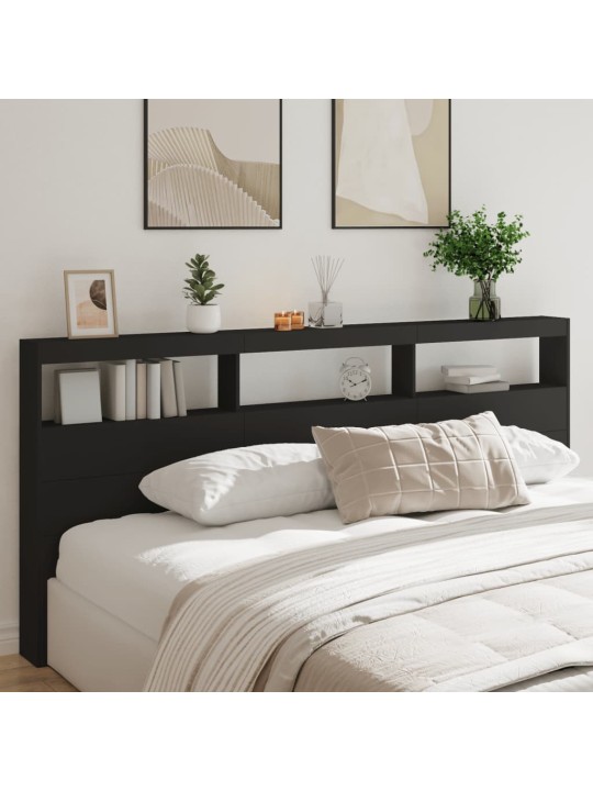 Galvgaļa skapis ar led, melns, 220x17x102 cm