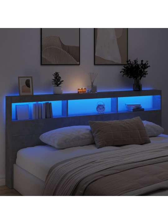 Galvgaļa skapis ar led, betona pelēks, 220x17x102 cm