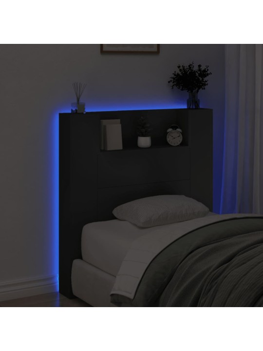Galvgaļa skapis ar led, melns, 100x16,5x103,5 cm