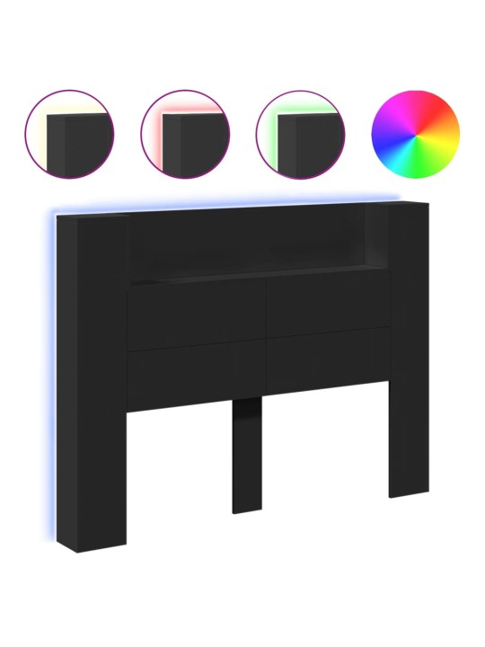 Galvgaļa skapis ar led, melns, 140x16,5x103,5 cm