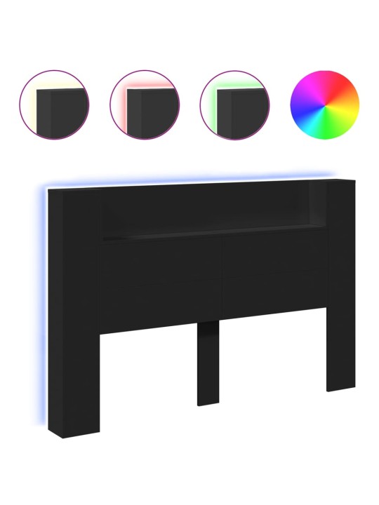 Galvgaļa skapis ar led, melns, 160x16,5x103,5 cm