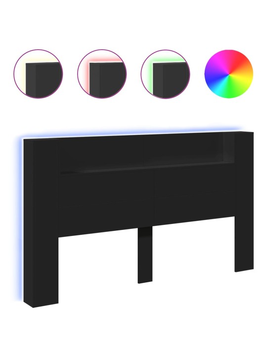 Galvgaļa skapis ar LED, melns, 180x16,5x103,5 cm