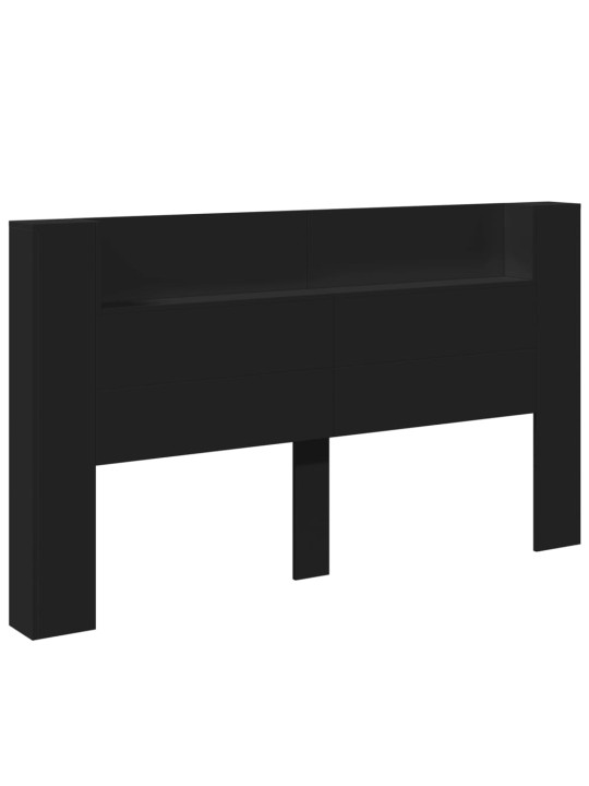Galvgaļa skapis ar LED, melns, 180x16,5x103,5 cm