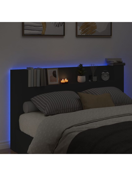 Galvgaļa skapis ar LED, melns, 180x16,5x103,5 cm