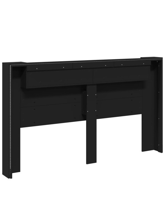 Galvgaļa skapis ar LED, melns, 180x16,5x103,5 cm