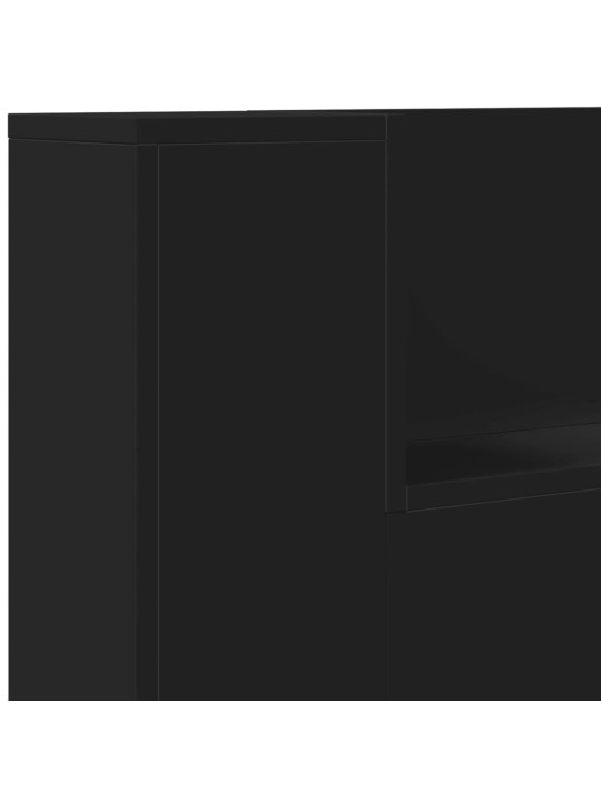 Galvgaļa skapis ar LED, melns, 180x16,5x103,5 cm