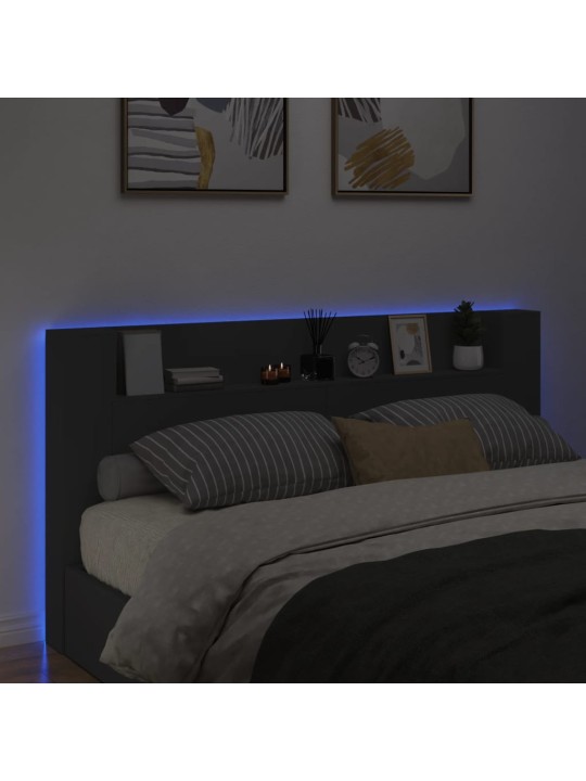 Galvgaļa skapis ar led, melns, 200x16,5x103,5 cm