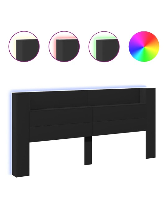 Galvgaļa skapis ar led, melns, 220x16,5x103,5 cm