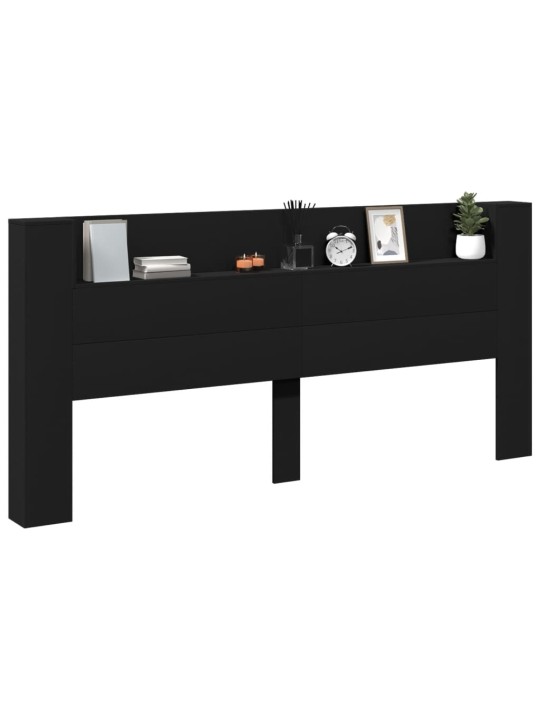 Galvgaļa skapis ar led, melns, 220x16,5x103,5 cm